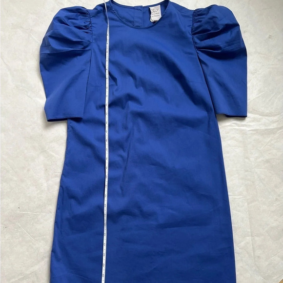 Cinq A Sept Dress Erin Puff Sleeve Mini Crew Neck Bright Cotton Blend Blue Sz 0 - Picture 4 of 10